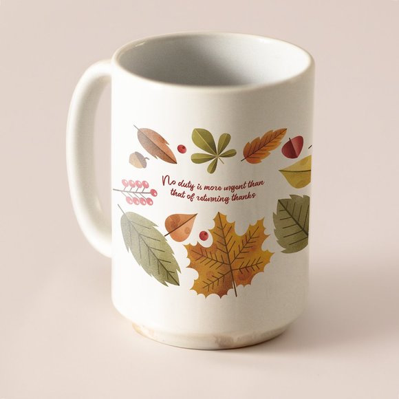 Thankful Message Coffee Mug. Thanksgiving Coffee Cup. Fall 15oz Ceramic Mug. - Picture 5 of 5
